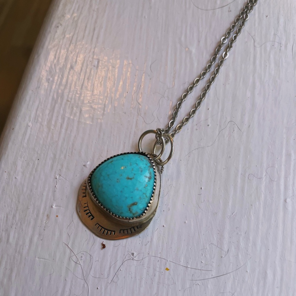 Genuine Turquoise & Sterling Silver Necklace
